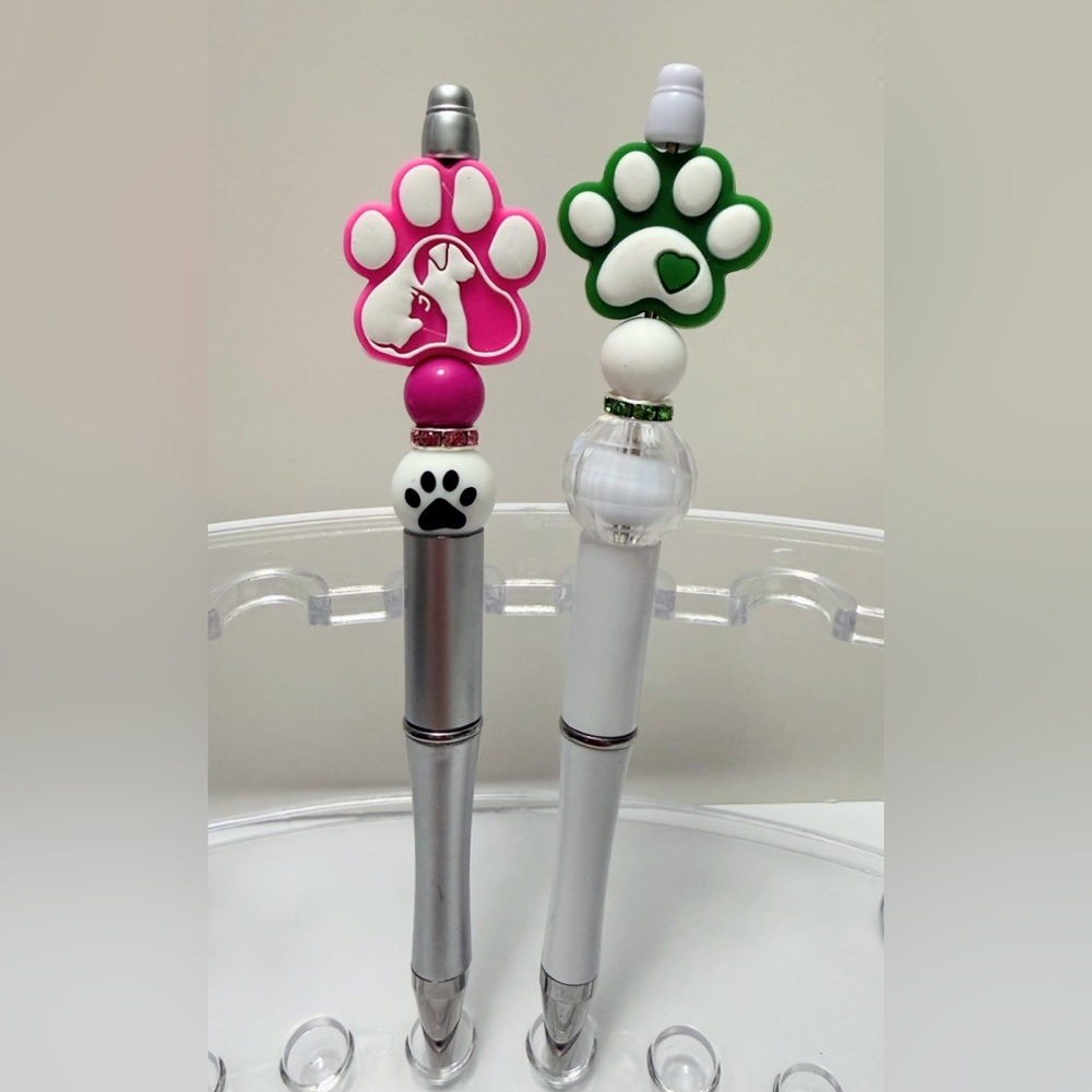 Beaded Paw Print Pens